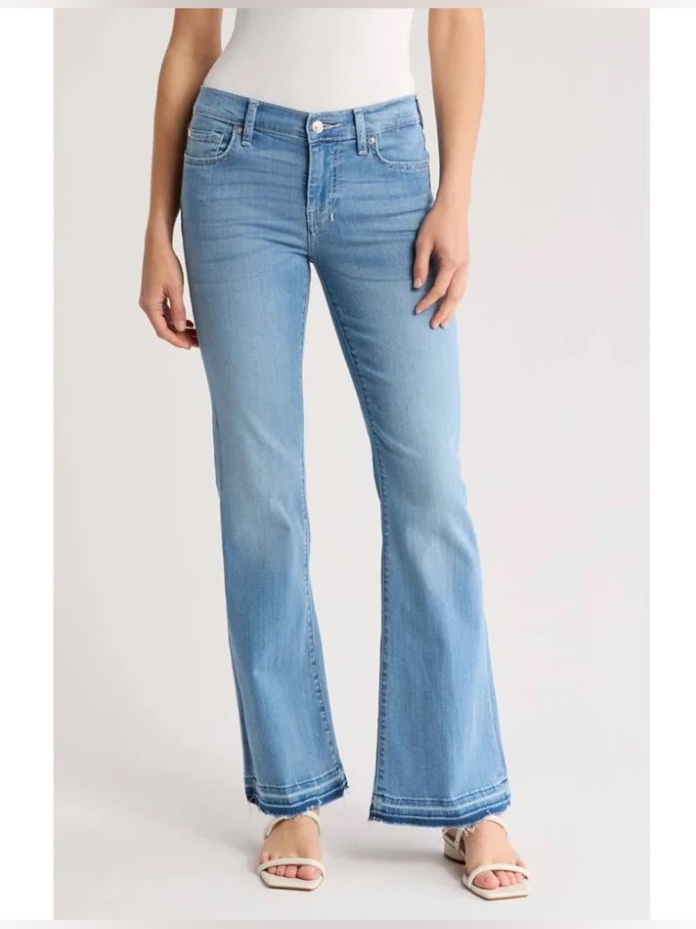 7 For All Mankind Dojo Tailorless Bootcut Jeans in Marrakech unrolled hem Sz 27